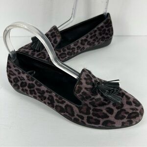 Studio Flex Chic Leopard Print Tassel Loafers Size 8.5